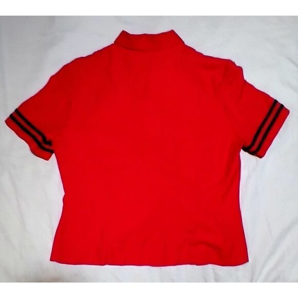 JESSICA HOWARD VINTAGE LOUNGE TOP RED WITH BLACK TRIM ORIENTAL SIZE 12 - Picture 2 of 5